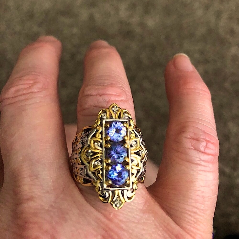 Gems en Vogue Three Stone Tanzanite Ring